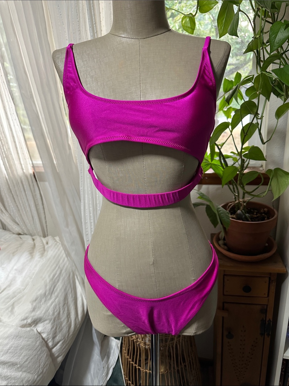 Women's Cutout Bikini Set in Fuchsia